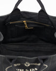 Prada Black Large Canapa Logo Tote Bag w/ Strap