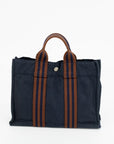 Hermes Navy Toile Fourre-Tout PM Canvas Tote Bag 