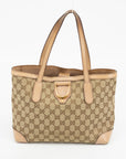 Gucci Pink & Gold GG Surpreme Canvas Stirrup Tote Bag 