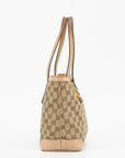 Gucci Pink & Gold GG Surpreme Canvas Stirrup Tote Bag 