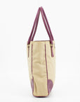 Prada Canvas x Leather Beige x Purple Tote Bag 