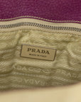 Prada Canvas x Leather Beige x Purple Tote Bag 