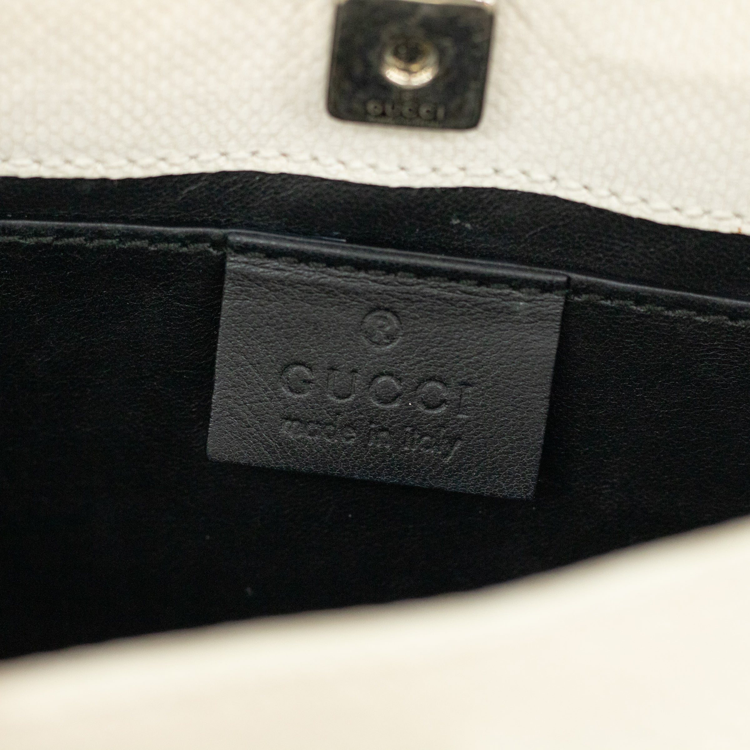 Gucci Ivory Lizard Embossed Leather Shoulder Bag 