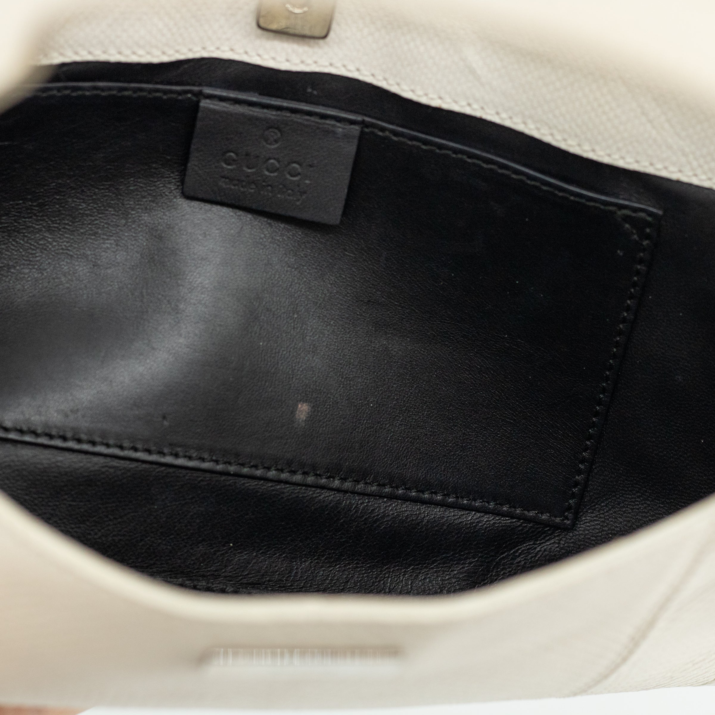 Gucci Ivory Lizard Embossed Leather Shoulder Bag 