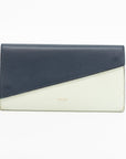 Celine Long Wallet in Navy and Mint Green Leather 