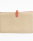 Celine Leather Tan Long Wallet w/ Red 