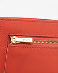 Celine Leather Tan Long Wallet w/ Red 