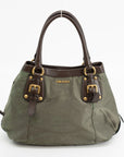 Prada Military Green Tessuto Jacquard Logo 2-Way Tote Bag 