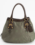 Prada Military Green Tessuto Jacquard Logo 2-Way Tote Bag 