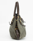 Prada Military Green Tessuto Jacquard Logo 2-Way Tote Bag 