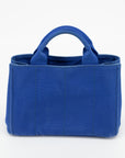 Prada Cobalt Blue Canvas Canapa Logo Small Tote 