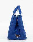 Prada Cobalt Blue Canvas Canapa Logo Small Tote 