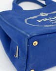 Prada Cobalt Blue Canvas Canapa Logo Small Tote 