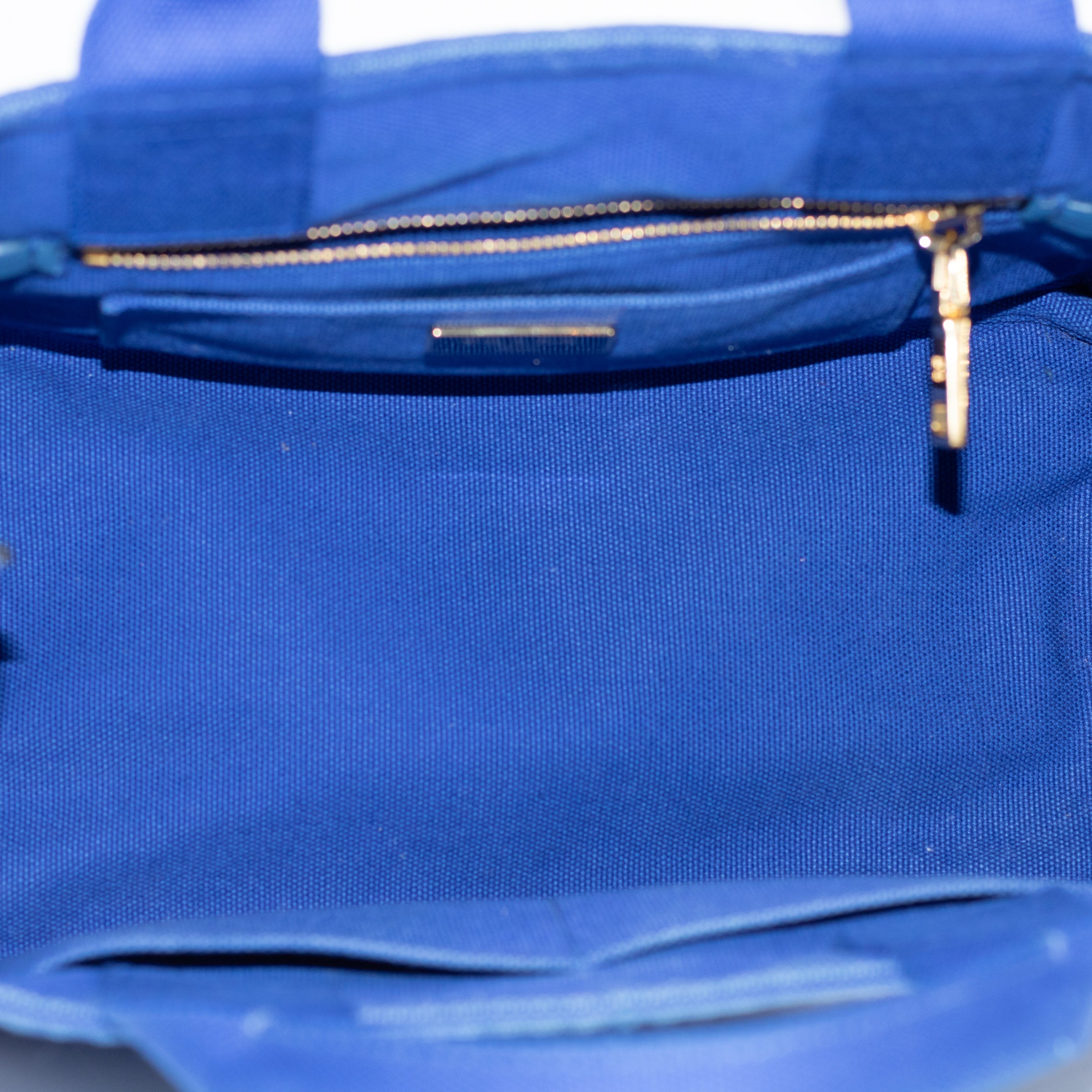 Prada Cobalt Blue Canvas Canapa Logo Small Tote 