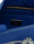 Prada Cobalt Blue Canvas Canapa Logo Small Tote 