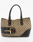 Gucci GG Canvas Sherry Line Horsebit Tote Bag 