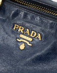 Prada 2-Way Vitello Shine Mini Boston Blue Shoulder Bag 