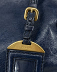 Prada 2-Way Vitello Shine Mini Boston Blue Shoulder Bag 