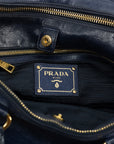 Prada 2-Way Vitello Shine Mini Boston Blue Shoulder Bag 