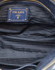 Prada 2-Way Vitello Shine Mini Boston Blue Shoulder Bag 