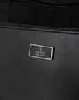 Gucci Black Canvas x Leather Briefcase Bag 