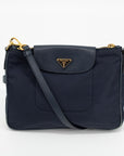 Prada Nylon Tessuto / Saffiano Leather Blue Crossbody Bag 