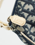 Dior Trotter Saddle Canvas Coated Navy w/ White Trim Pochette 