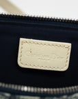 Dior Trotter Saddle Canvas Coated Navy w/ White Trim Pochette 