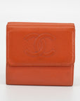 Chanel Coco Mark Orange Caviar Skin Tri-Fold Wallet 