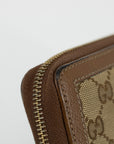 Gucci GG Canvas Brown Zip Around Wallet 