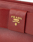 Prada Red Saffiano Ribbon Zip Wallet 