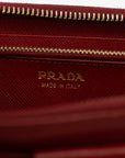 Prada Red Saffiano Ribbon Zip Wallet 