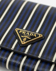 Prada Striped Saffiano Long Wallet w/ Card Holder 