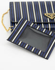 Prada Striped Saffiano Long Wallet w/ Card Holder 