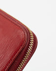 Prada Red Leather Front Logo Zip Around Wallet 