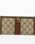 Gucci Brown Sherry Line GG Supreme PVC x Leather Long Wallet 