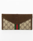 Gucci Brown Sherry Line GG Supreme PVC x Leather Long Wallet 