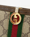 Gucci Brown Sherry Line GG Supreme PVC x Leather Long Wallet 