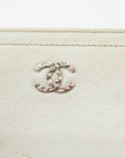 Chanel Silver Coco Mark Caviar Skin Leather Card Case 