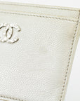 Chanel Silver Coco Mark Caviar Skin Leather Card Case 