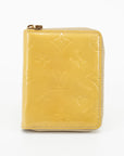 Louis Vuitton Yellow Monogram Vernis Bloom Round Zipper Compact Wallet 