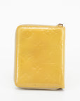 Louis Vuitton Yellow Monogram Vernis Bloom Round Zipper Compact Wallet 