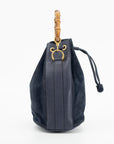 Gucci Navy Bamboo Suede x Leather Drawstring 2WAY Shoulder Bag  