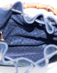 Gucci Navy Bamboo Suede x Leather Drawstring 2WAY Shoulder Bag  