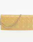 Christian Dior Beige Cannage Patent Leather Voyaguer Wallet / Clutch Bag 