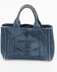 Prada Small Denim Canapa Tote Bag 