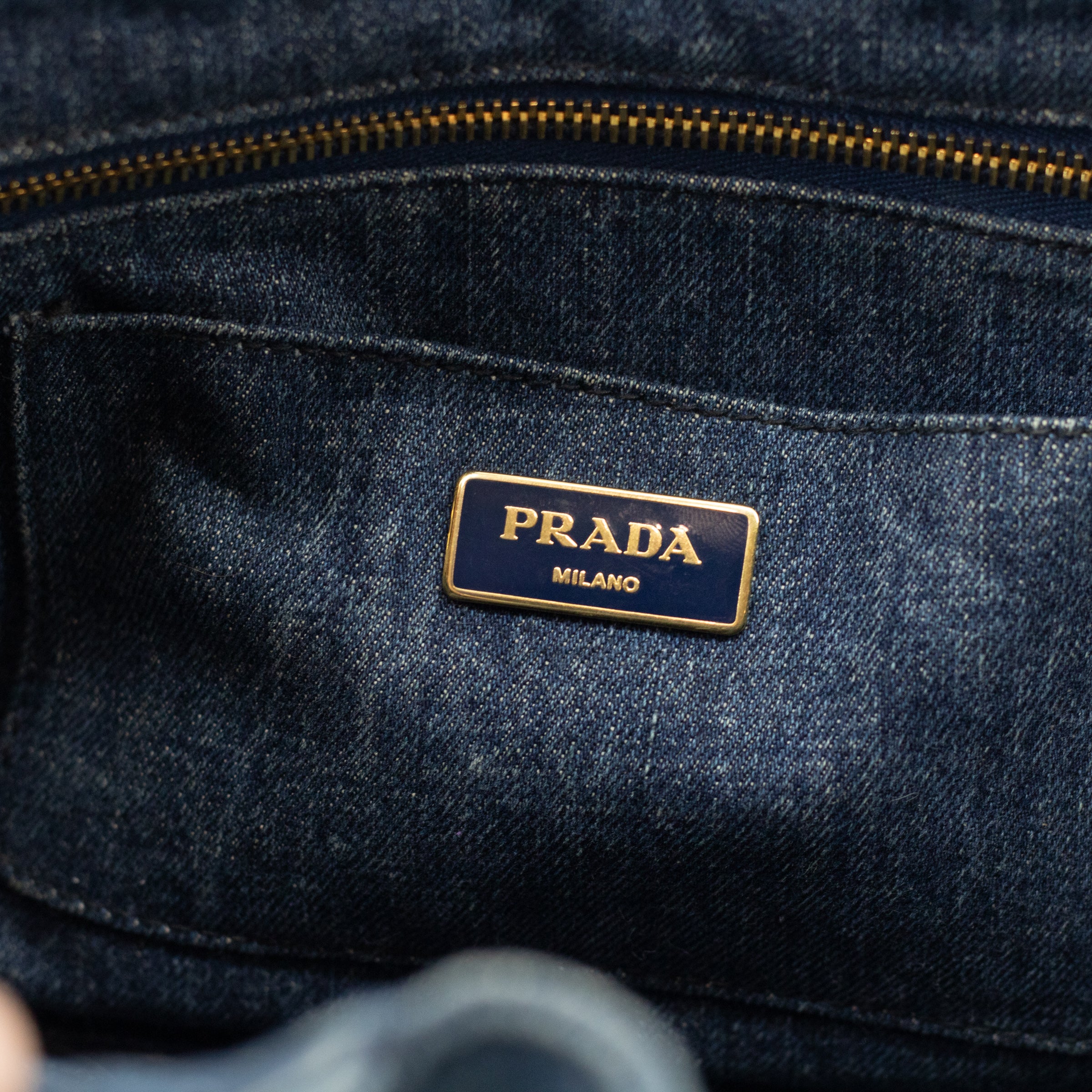 Prada Small Denim Canapa Tote Bag 