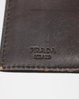 Prada Brown Canvas Leather Compact Wallet 