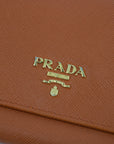 Prada Orange Saffiano Leather Long Wallet  