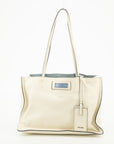 Prada Ivory Leather Mirror Tote Bag 